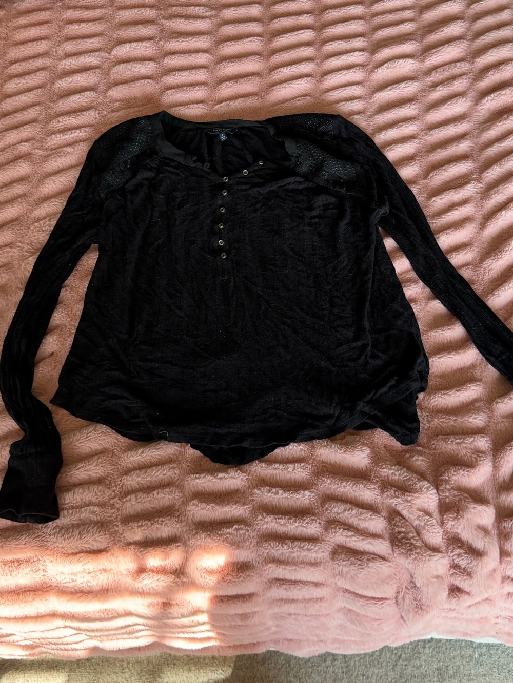 Lucky Brand Black Long-sleeves Blouse